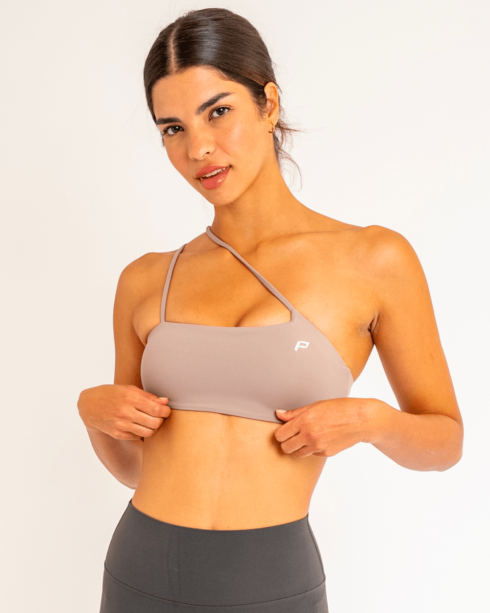 PilaNova Asymmetrical Sports Bra – Stylish & Support – Grey - PilaNova