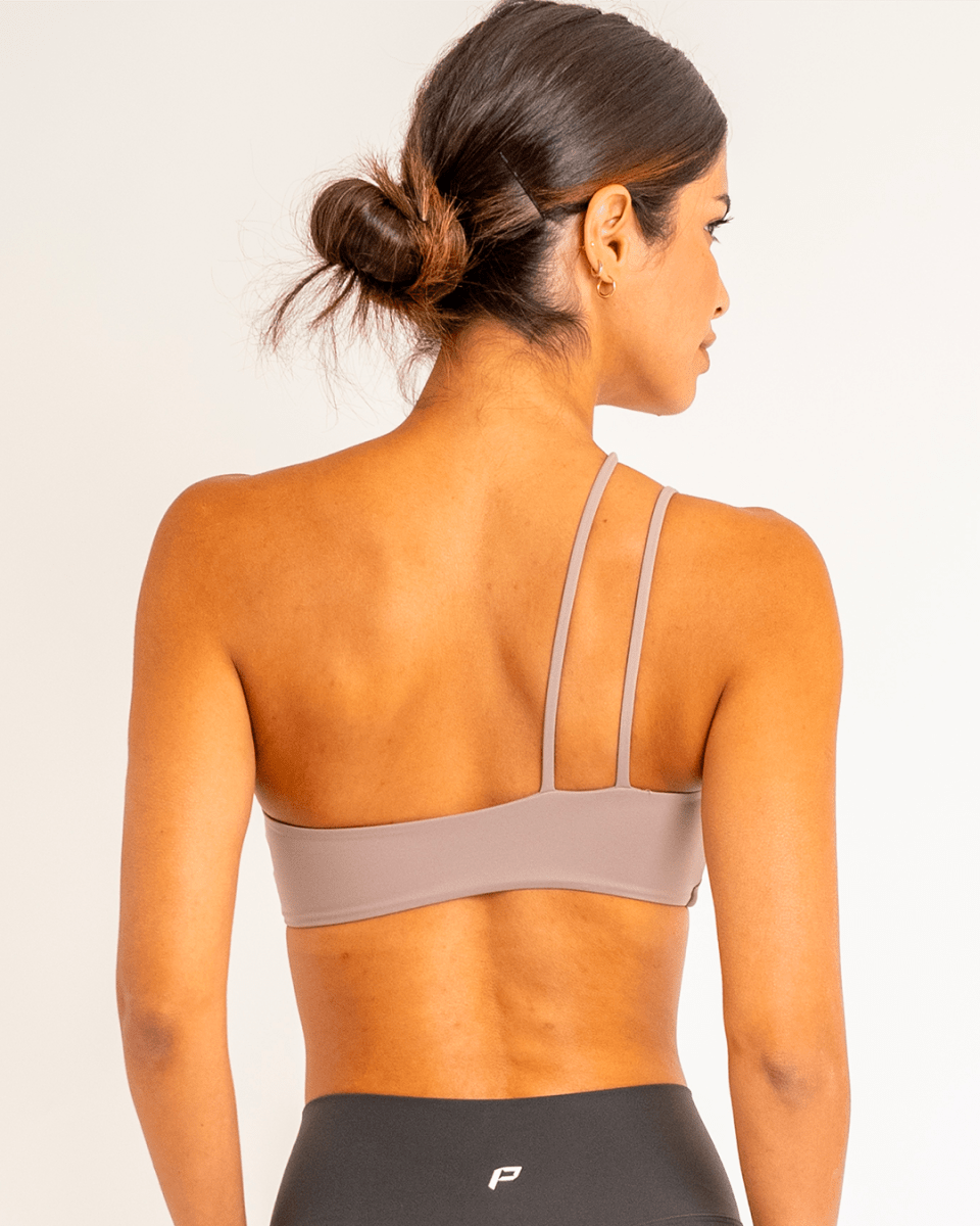 PilaNova Asymmetrical Sports Bra – Stylish & Support – Grey - PilaNova