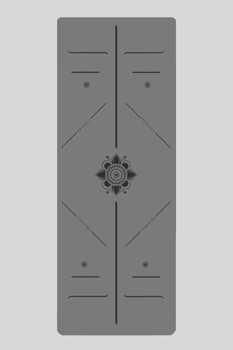 PilaNova Blossoming Lotus Yoga Mat – Non - Slip & Durable – Grey - PilaNova