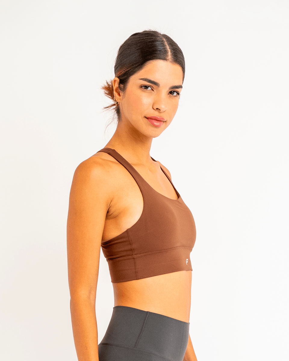PilaNova Butter Yellow Strappy Back Top – Soft & Supportive – Chocolate - PilaNova