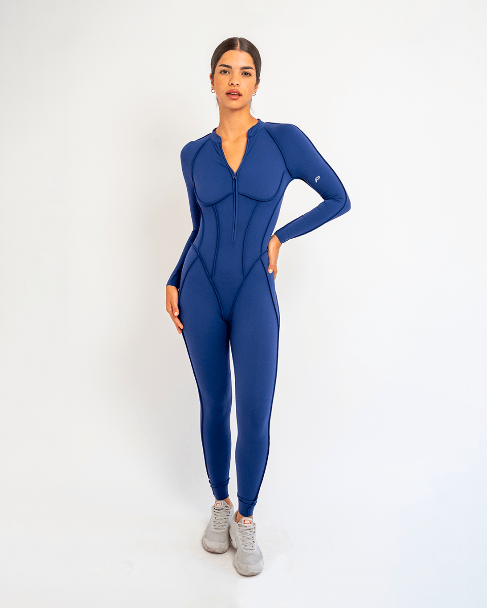 PilaNova Contour Stitch Catsuit – Sculpting & Stretchy – Blue - PilaNova