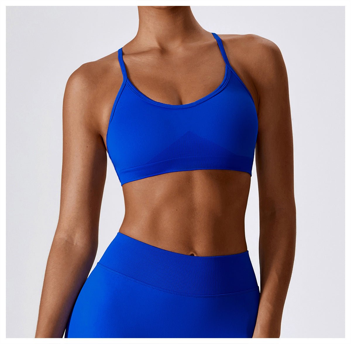 PilaNova Criss Cross Back Top – Built - In Support & Elegant – Blue electric - PilaNova