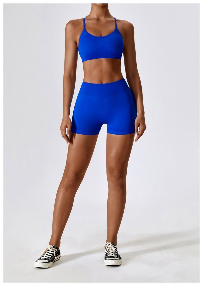 PilaNova Criss Cross Back Top – Built - In Support & Elegant – Blue electric - PilaNova
