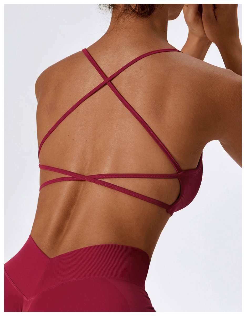 PilaNova Criss Cross Back Top – Built - In Support & Elegant – Bordeaux - PilaNova