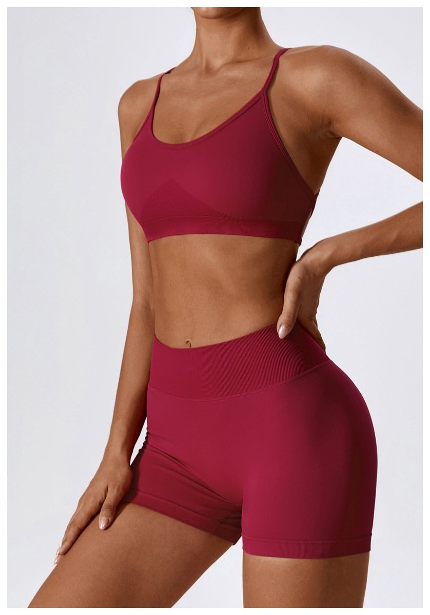 PilaNova Criss Cross Back Top – Built - In Support & Elegant – Bordeaux - PilaNova