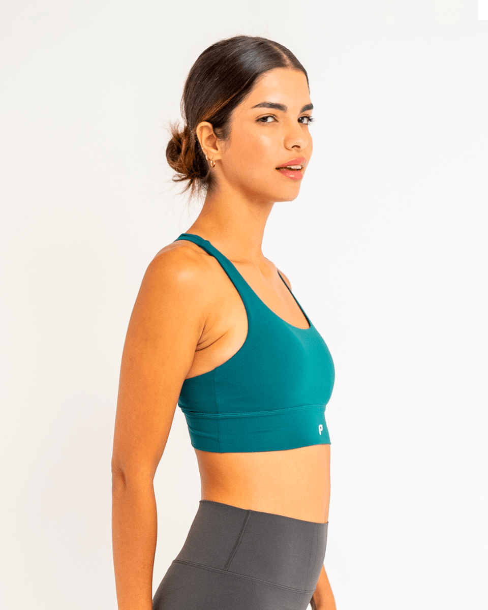 PilaNova Criss Cross Back Top – Built - In Support & Elegant – Green - PilaNova