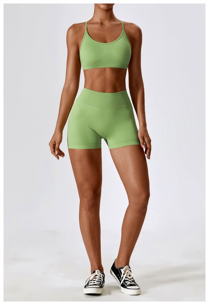 PilaNova Criss Cross Back Top – Built - In Support & Elegant – Green - PilaNova