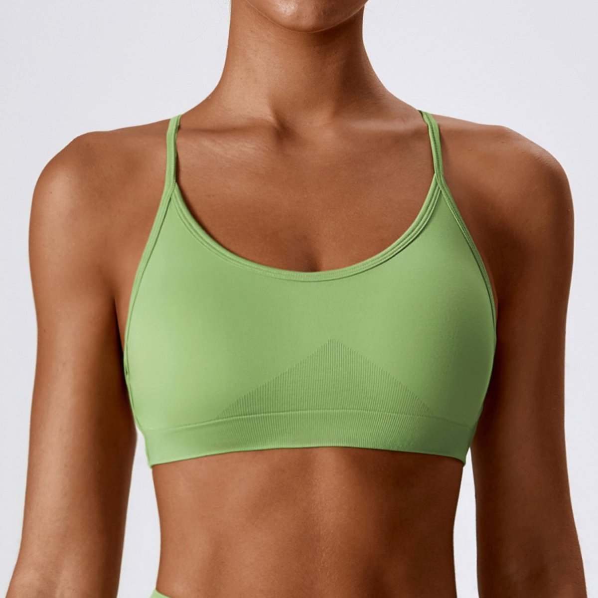PilaNova Criss Cross Back Top – Built - In Support & Elegant – Green - PilaNova