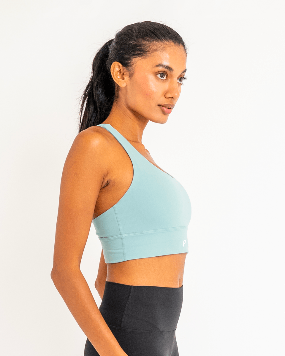PilaNova Criss Cross Back Top – Built - In Support & Elegant – Sky Blue - PilaNova