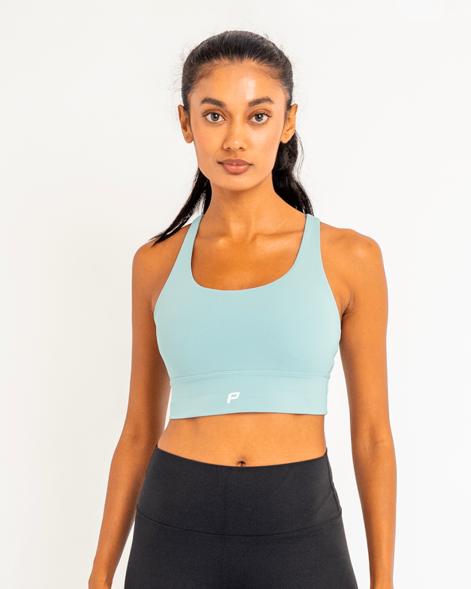 PilaNova Criss Cross Back Top – Built - In Support & Elegant – Sky Blue - PilaNova