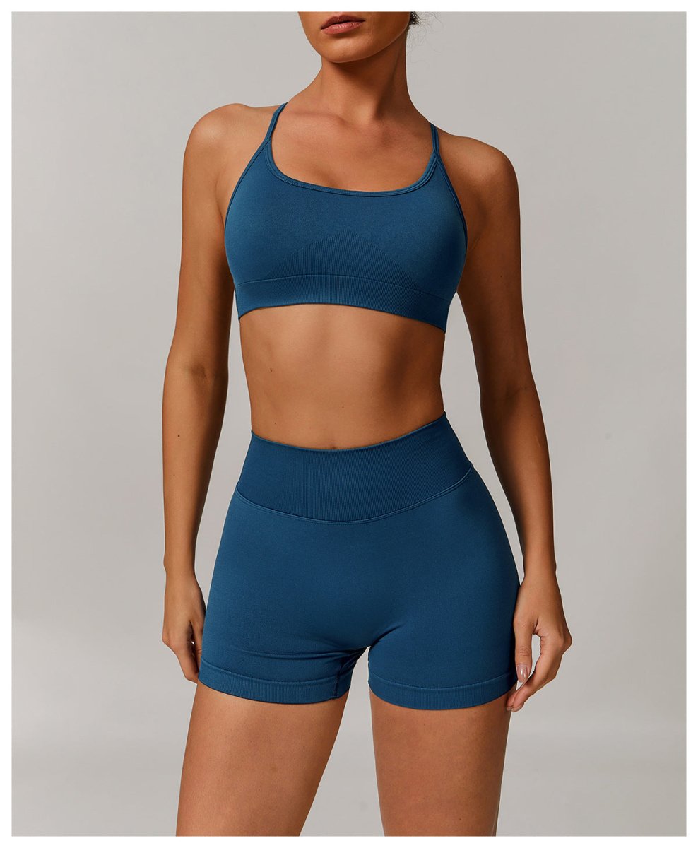 PilaNova Criss Cross Back Top – Built - In Support & Elegant – Sky Blue - PilaNova