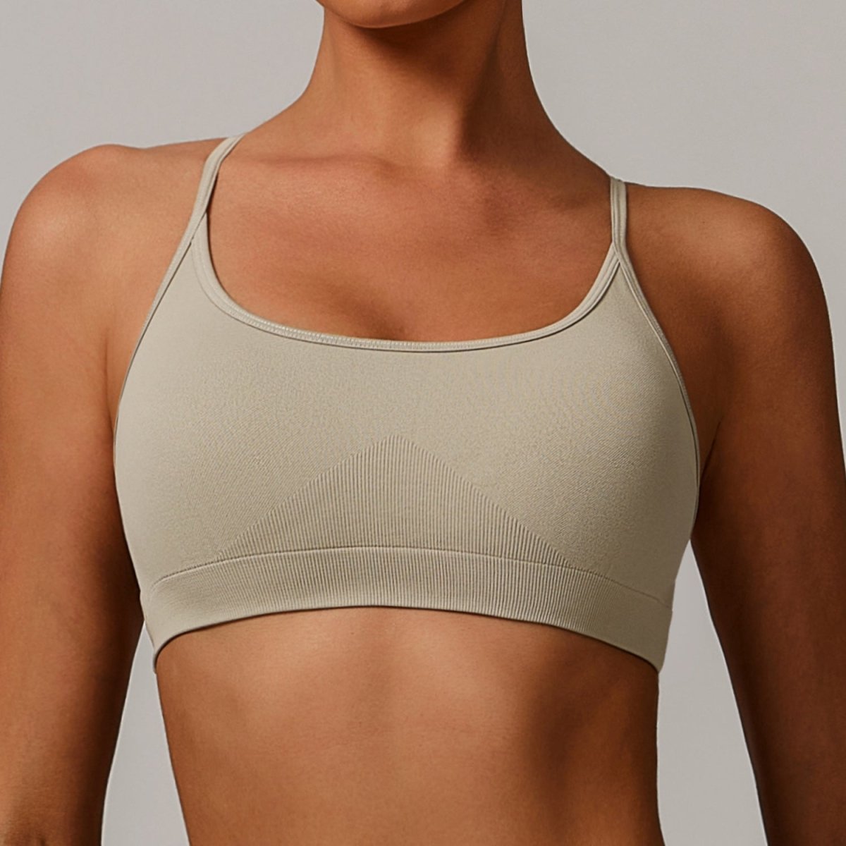 PilaNova Criss Cross Back Top – Elegant Design & Support – Sand - PilaNova