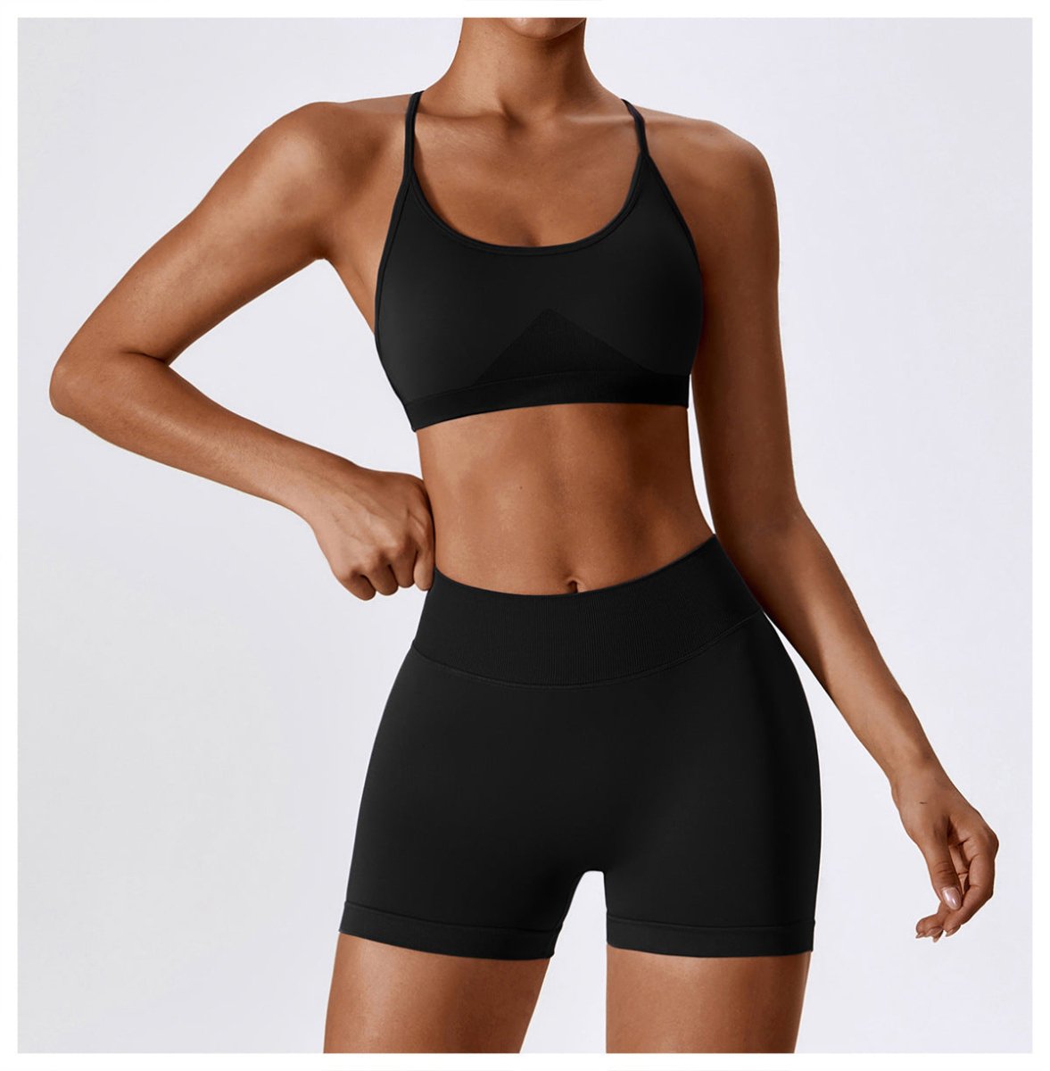 PilaNova Criss Cross Back Top – Elegant Design & Supportive – Black - PilaNova