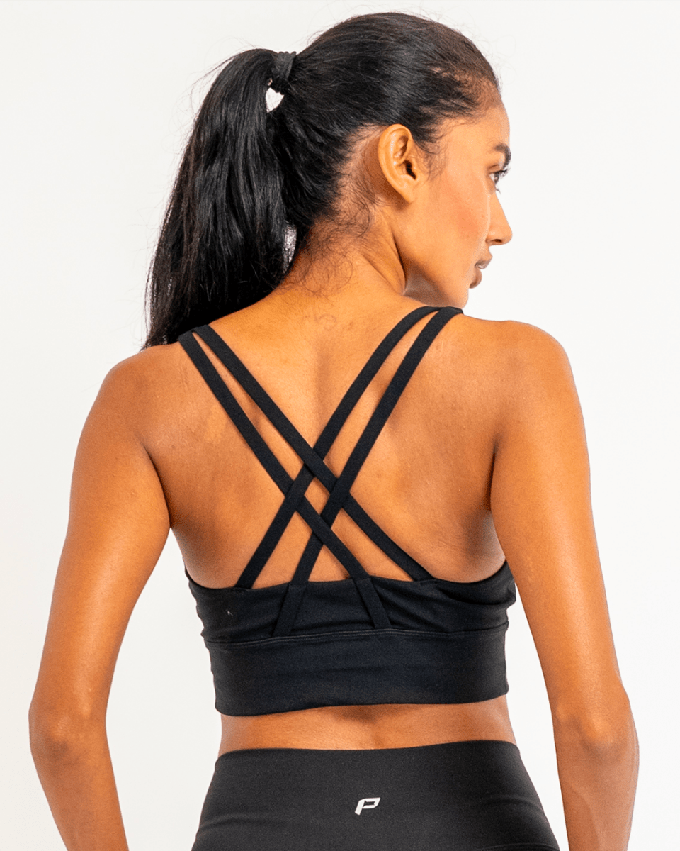 PilaNova Criss Cross Back Top–Built - In Support & Chic–Black - PilaNova
