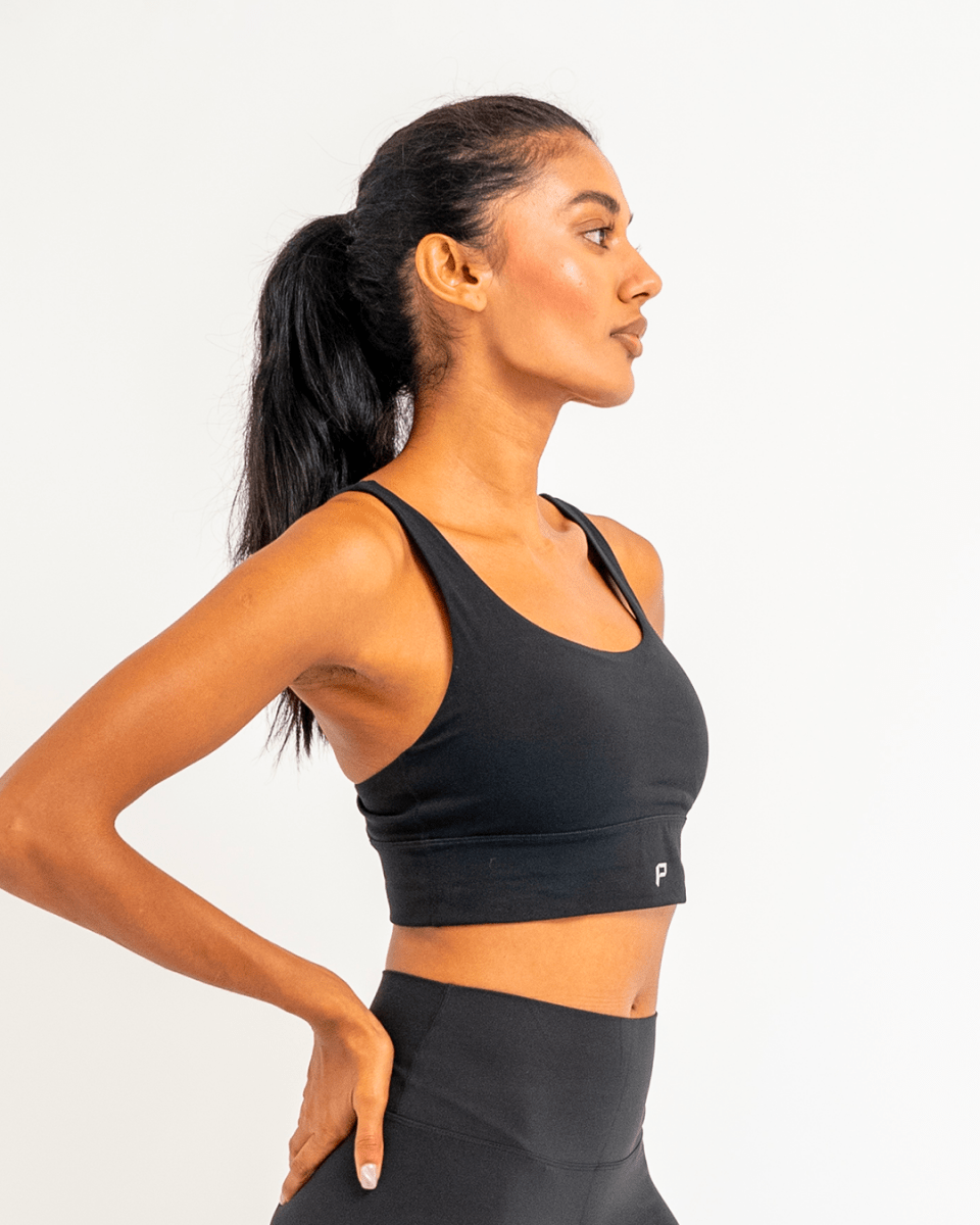 PilaNova Criss Cross Back Top–Built - In Support & Chic–Black - PilaNova