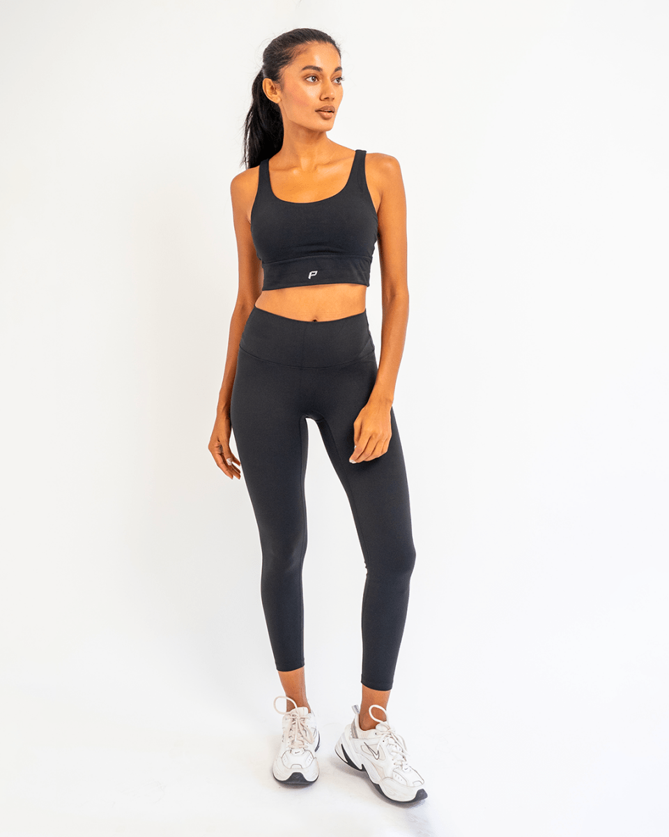 PilaNova Criss Cross Back Top–Built - In Support & Chic–Black - PilaNova