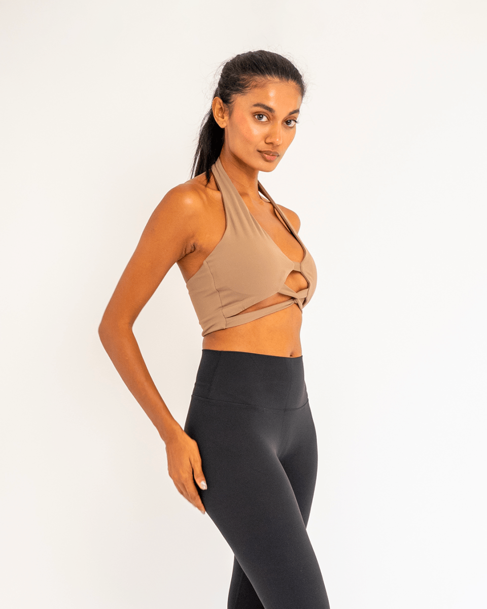 PilaNova Fresh Green Strappy Top – Soft & Sleek – Beige - PilaNova