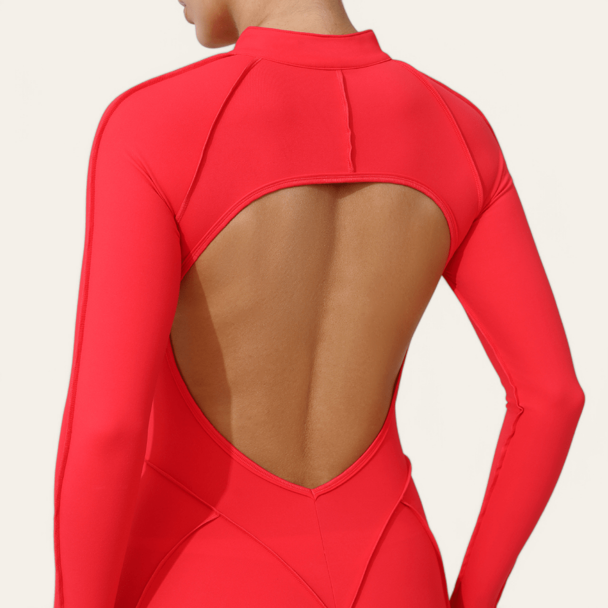 PilaNova Full - Length Catsuit – Sculpting Fit & Open - Back – Red - PilaNova