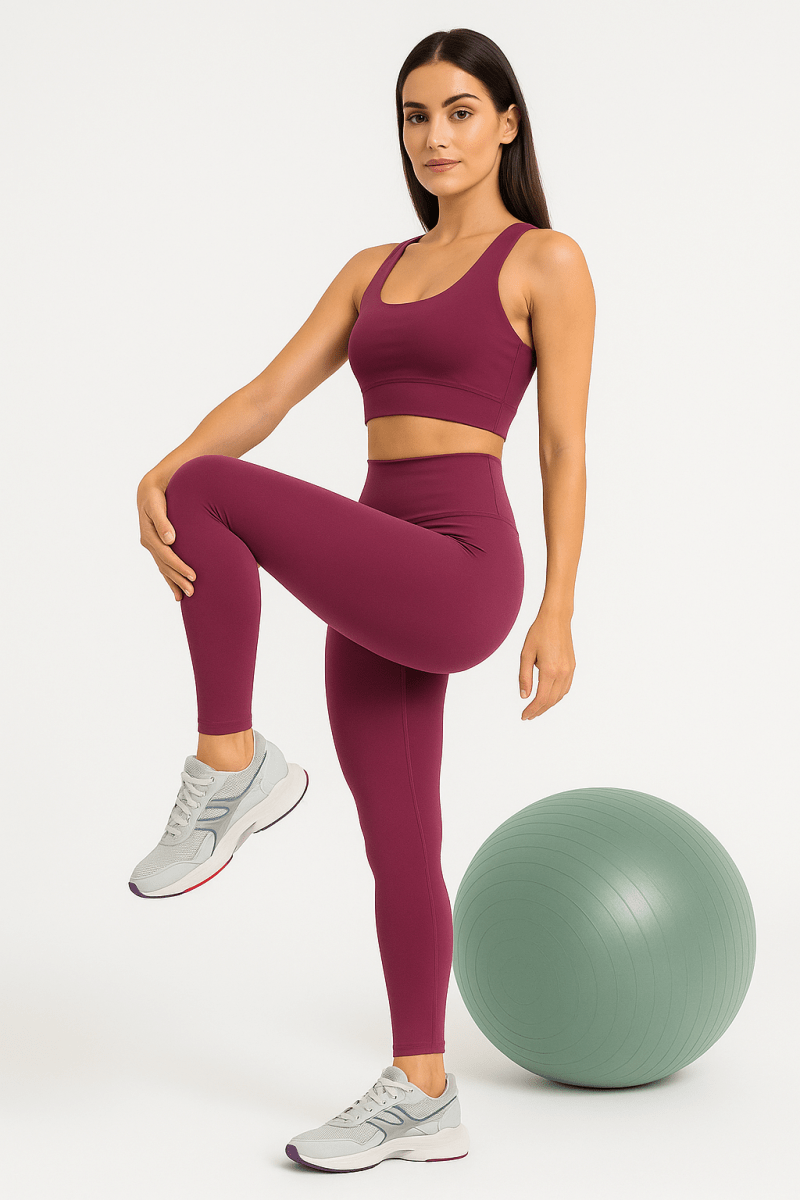 PilaNova High Impact Mesh Leggings – Breathable & Moisture - Wicking – Red Violet - PilaNova