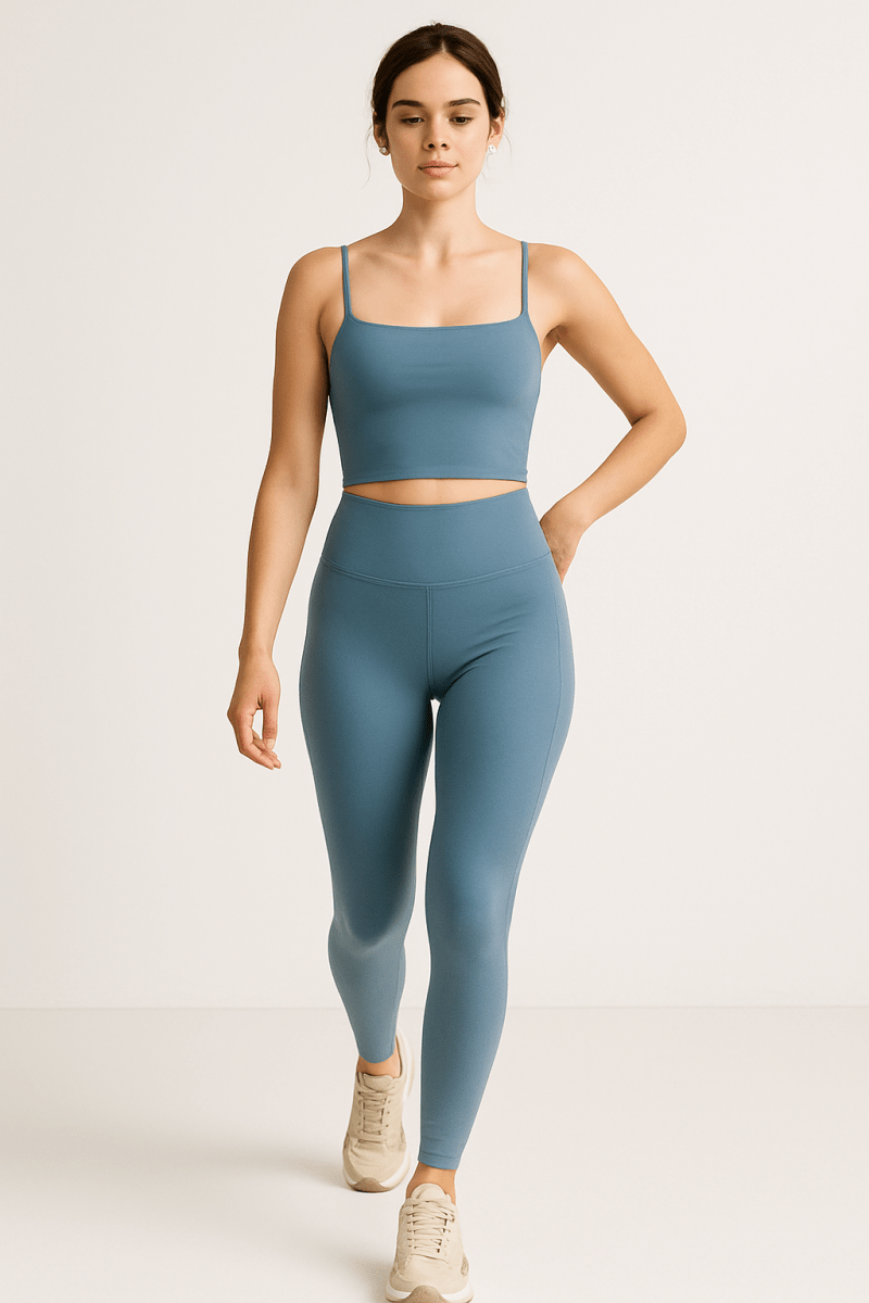 PilaNova High Impact Mesh Leggings – Breathable & Moisture - Wicking – Smoke Blue - PilaNova