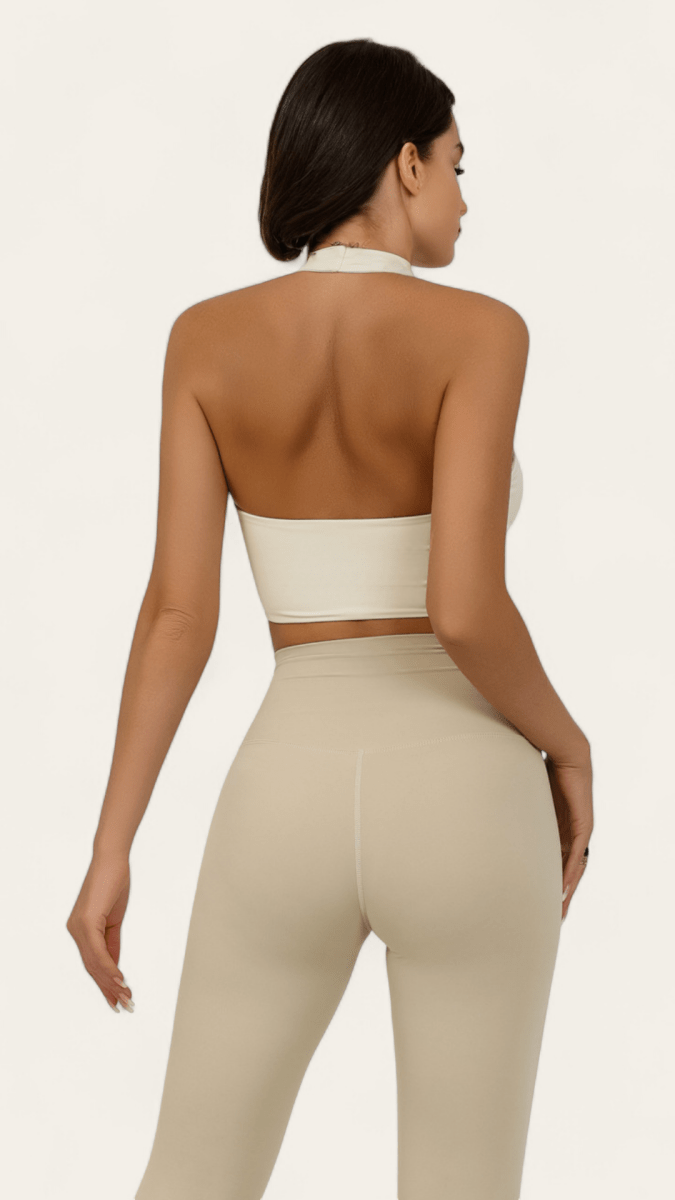 PilaNova High Impact Sports Bra – Supportive & Mesh Panel – Ivory - PilaNova