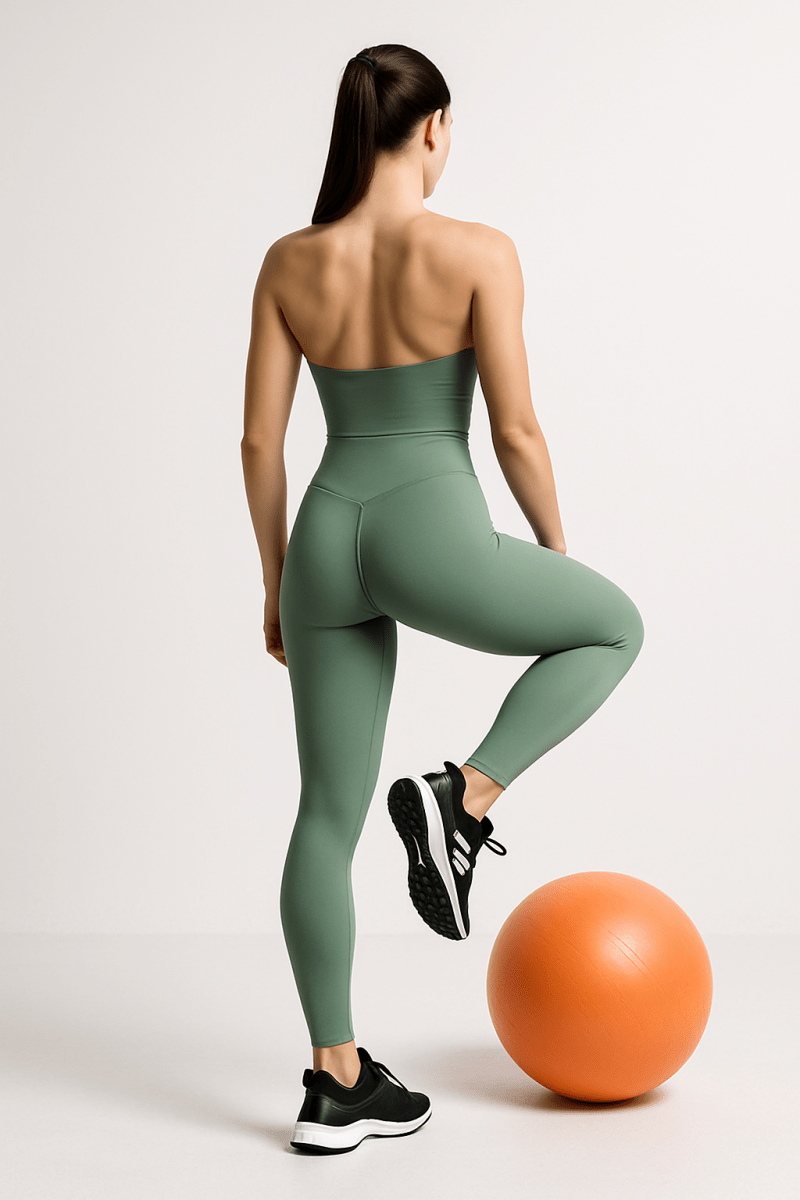 PilaNova High - Rise Leggings – Comfort Fit & Versatile – Gray - Asparagus - PilaNova