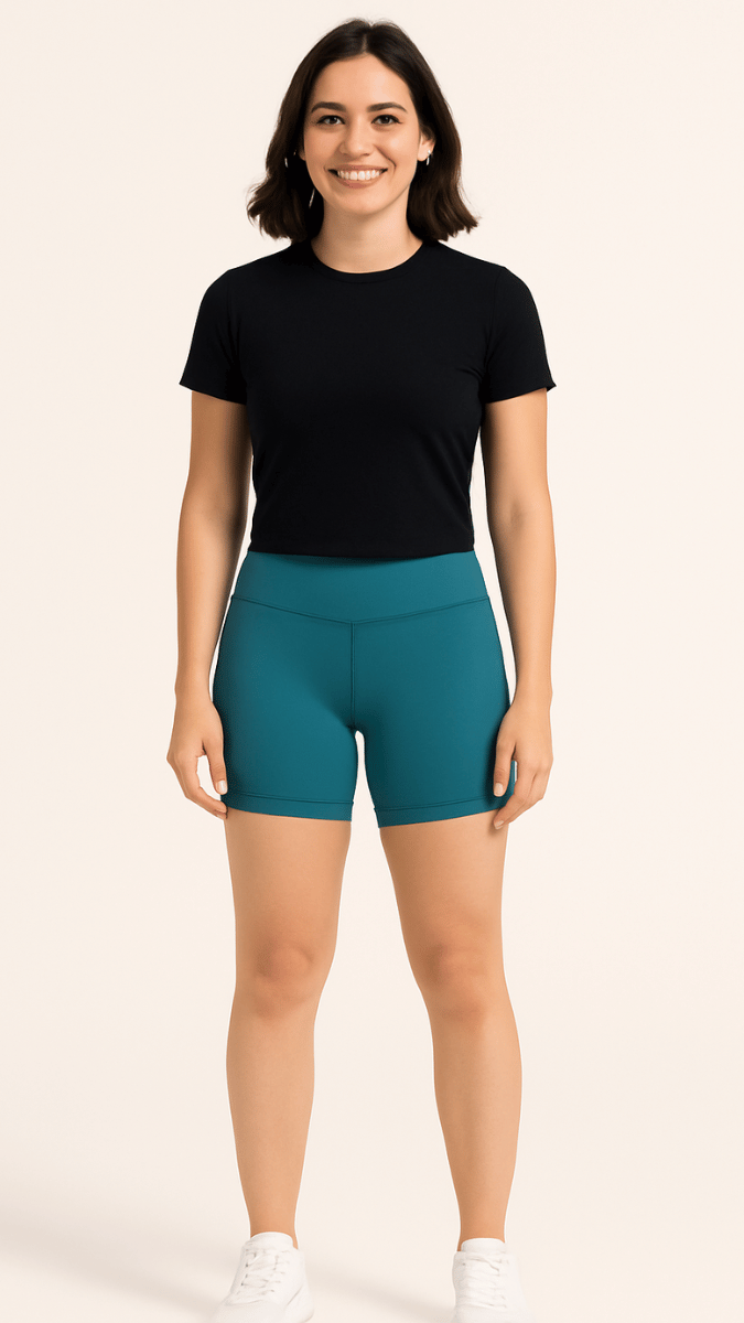 PilaNova High - Waisted Shorts – Buttery Soft & Lifting – Blue - PilaNova