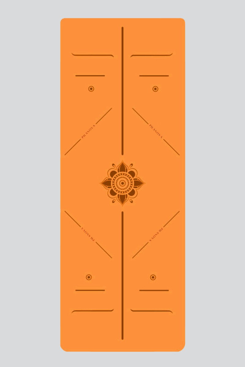PilaNova Mindful Garden Yoga Mat – Non - Slip & Eco - Friendly – Orange - PilaNova