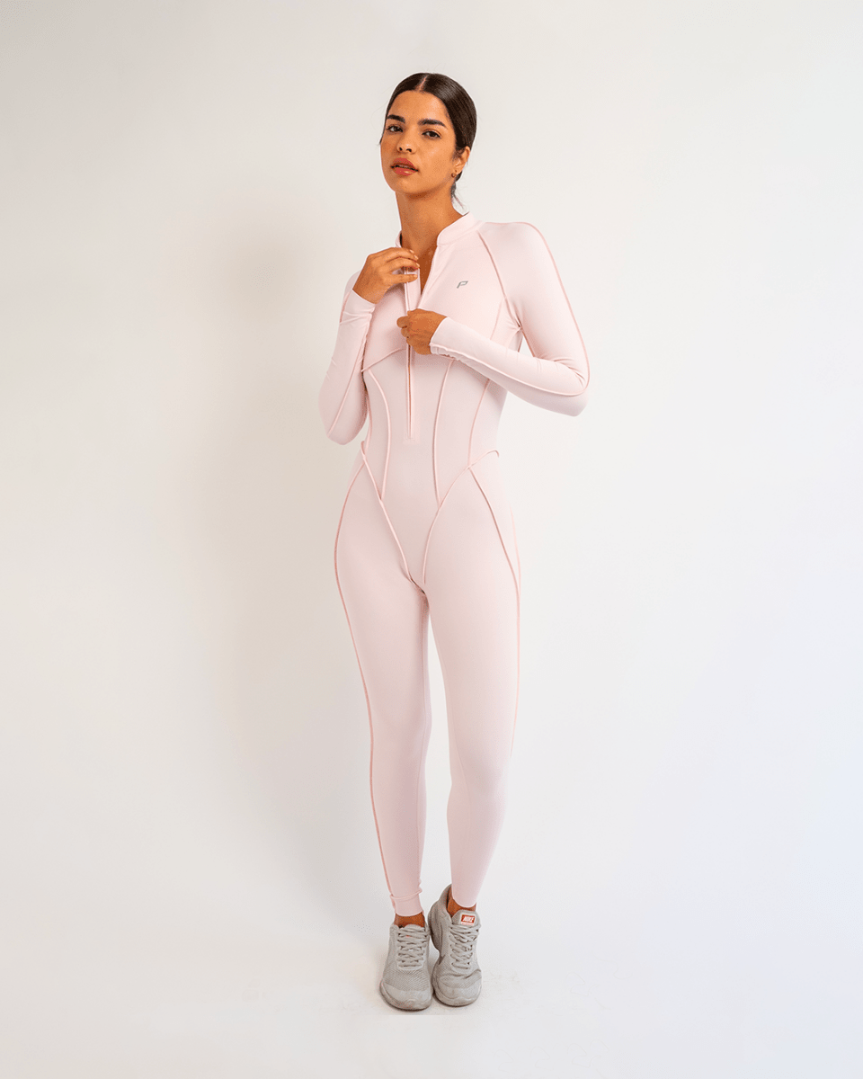 PilaNova Open Back Jumpsuit – Breathable & Stretchy Fabric – Soft Pink - PilaNova