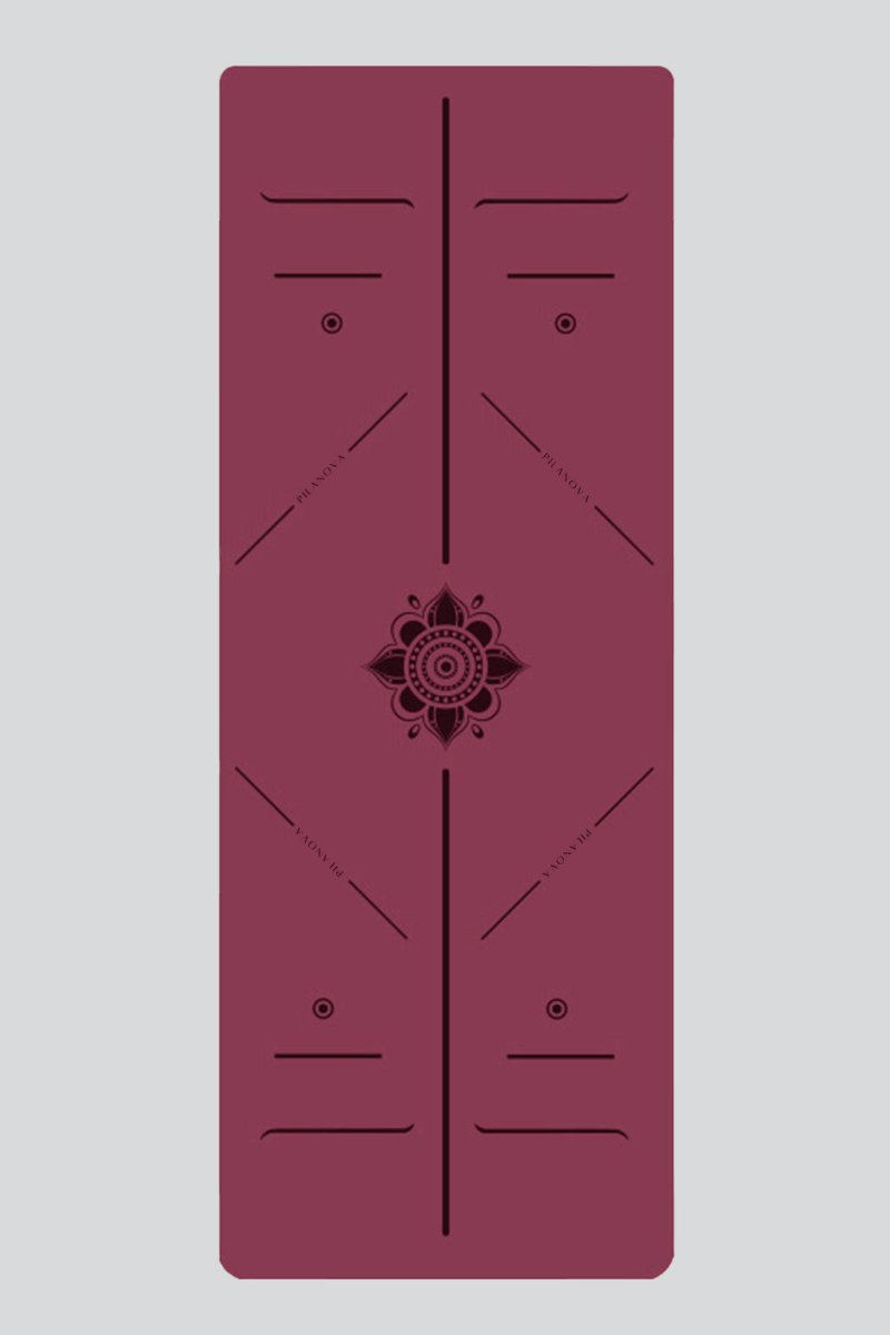 PilaNova Paisley Passion Yoga Mat – Non - Slip & Eco - Friendly – Bordeaux - PilaNova