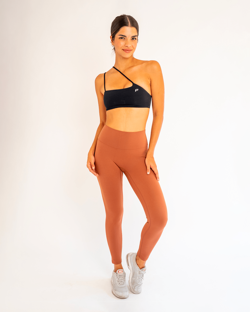 PilaNova Stirrup Leggings – Sleek & Bold Straps – Chocolate - PilaNova