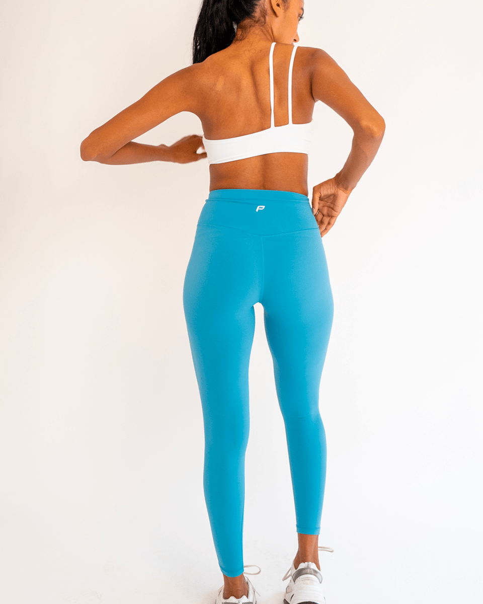 PilaNova Stirrup Leggings – Sleek Fit & Bold Straps – Blue - PilaNova