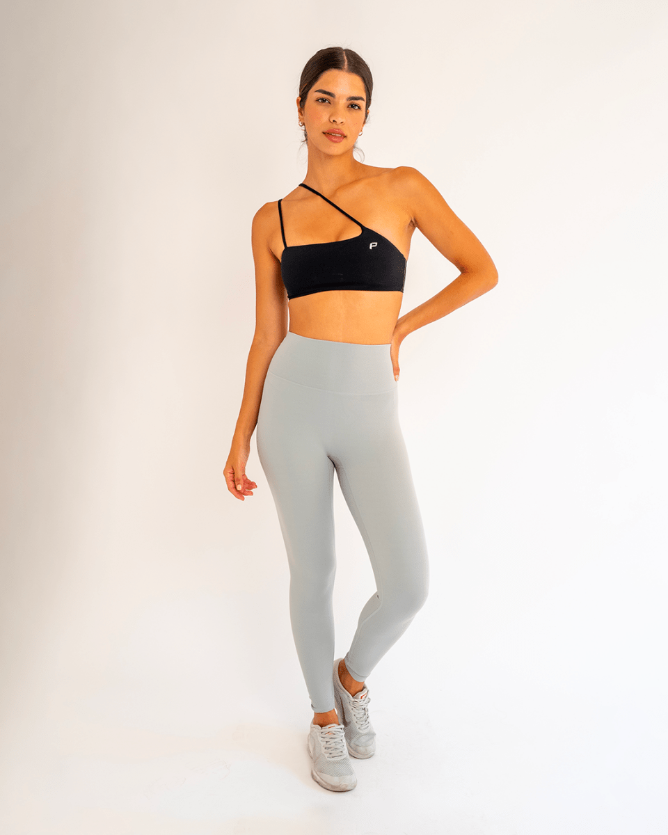 PilaNova Stirrup Leggings – Sleek Fit & Bold Straps – Grey - PilaNova