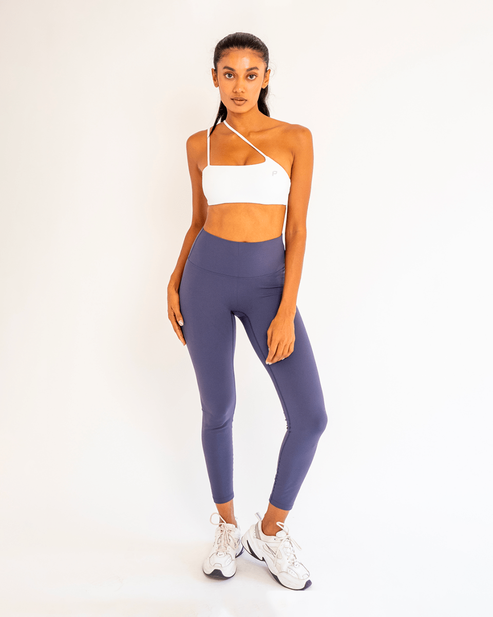 PilaNova Stirrup Leggings – Sleek Fit & Bold Straps – Purple - PilaNova