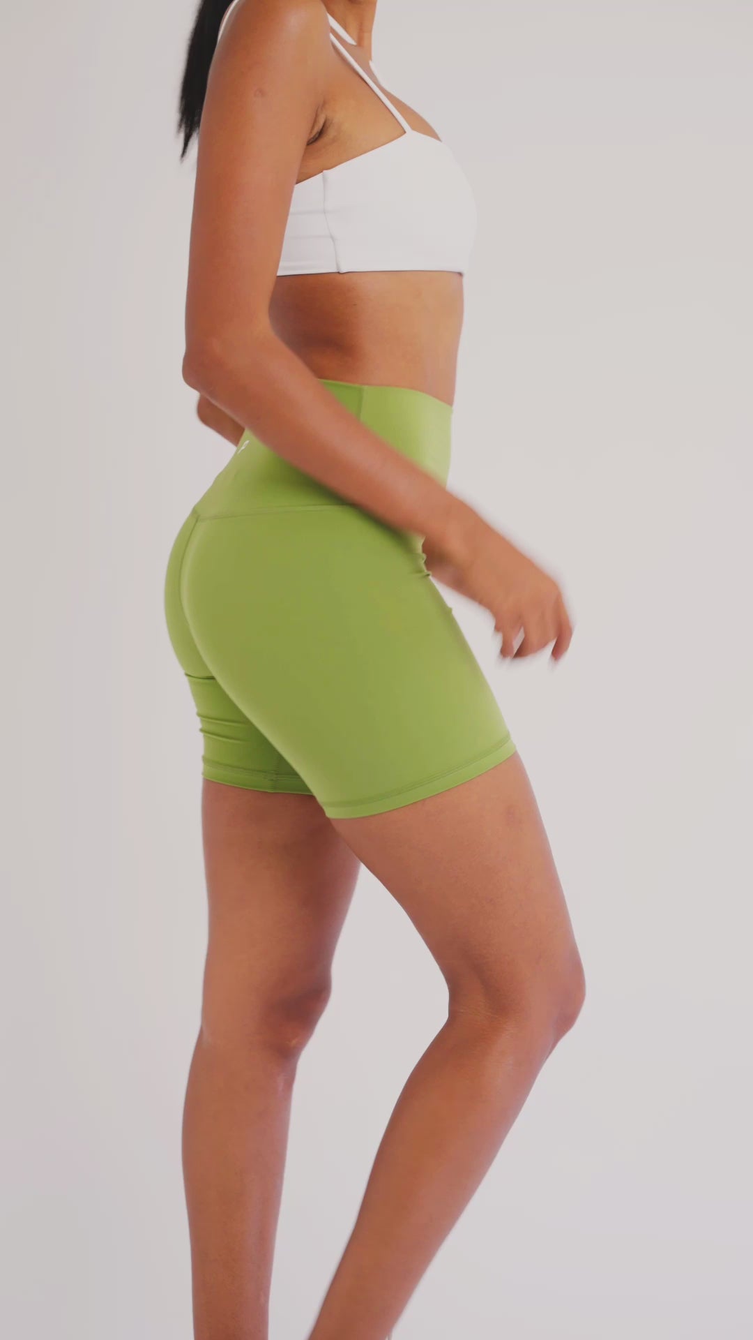 Load video: PilaNova High-Waisted Shorts – Buttery Soft &amp; Stylish – Lush Green