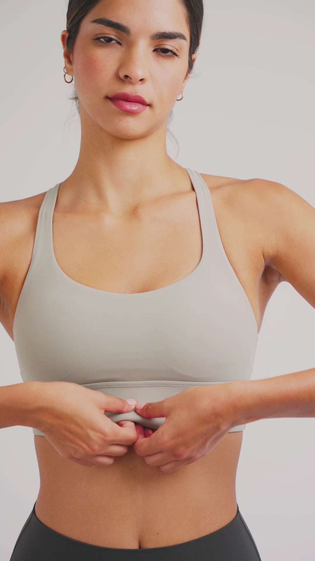 Load video: PilaNova Airy Active Strap Top – Adjustable &amp; Breathable – Gray