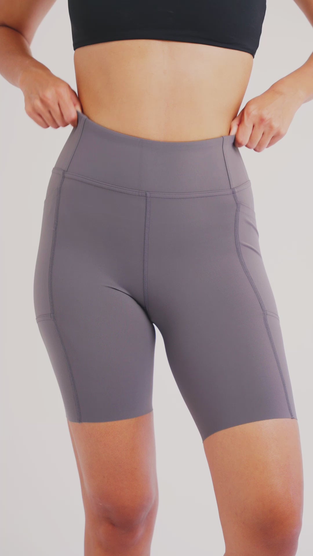 Load video: PilaNova Bike Shorts – Maximum Comfort &amp; Style – Light Gray