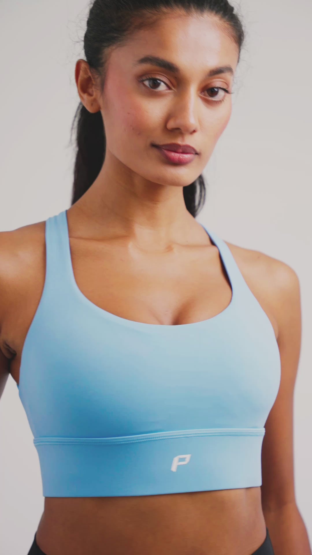 Load video: PilaNova Airy Active Strap Top – Adjustable &amp; Breathable – Sky blue