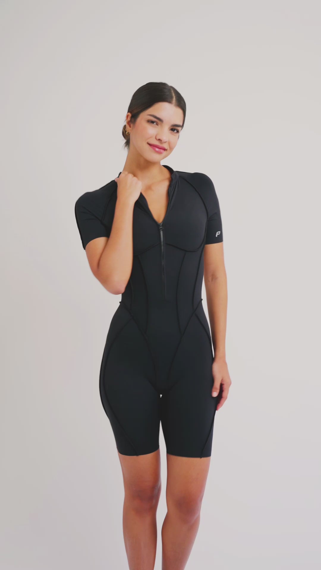 Load video: PilaNova Open-Back Summer suit (Black)